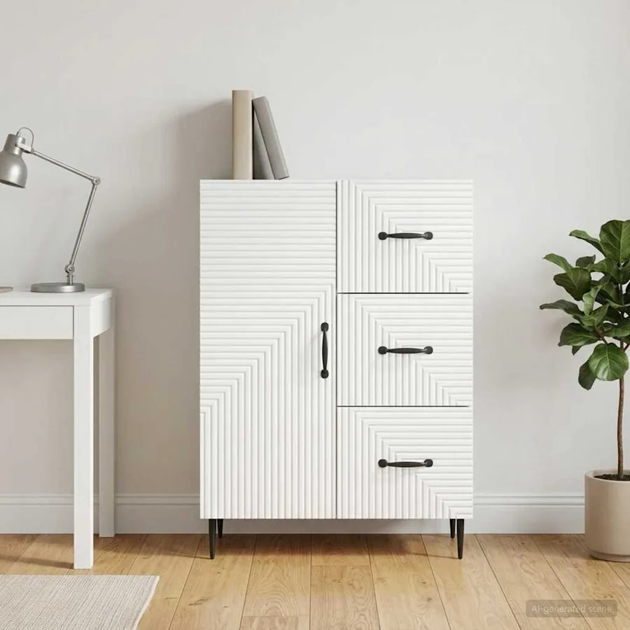 Buffet Blanc 66 x 34,5 x 89,5 cm Bois d'ingénierie - 4