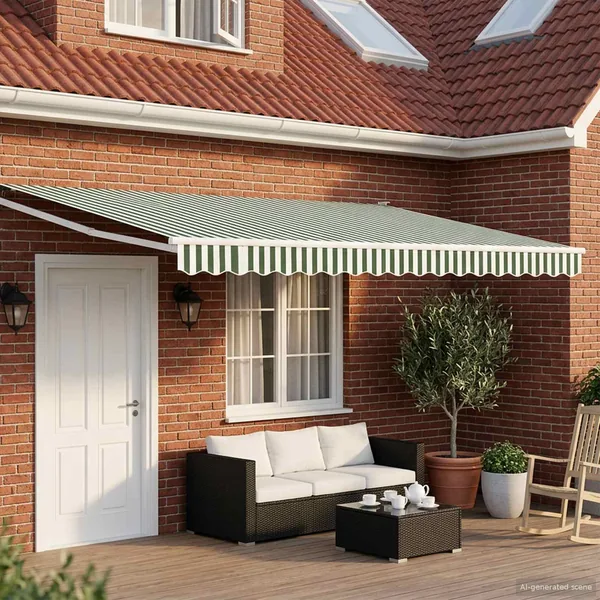 Auvent rétractable électrique Vert et blanc 4 × 3 m