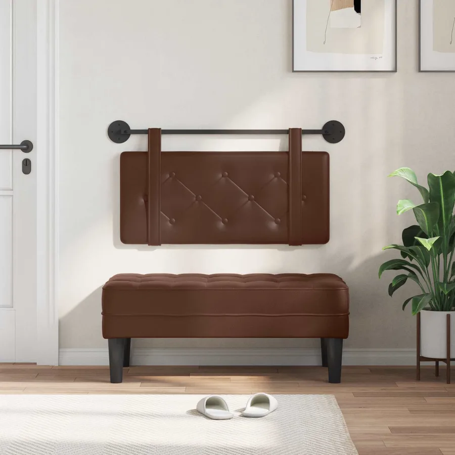 Tête de lit suspendue Marron Simili cuir - 3