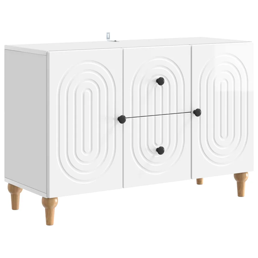 Meuble TV Blanc brillant 89 x 34,5 x 60 cm Bois d'ingénierie - 2