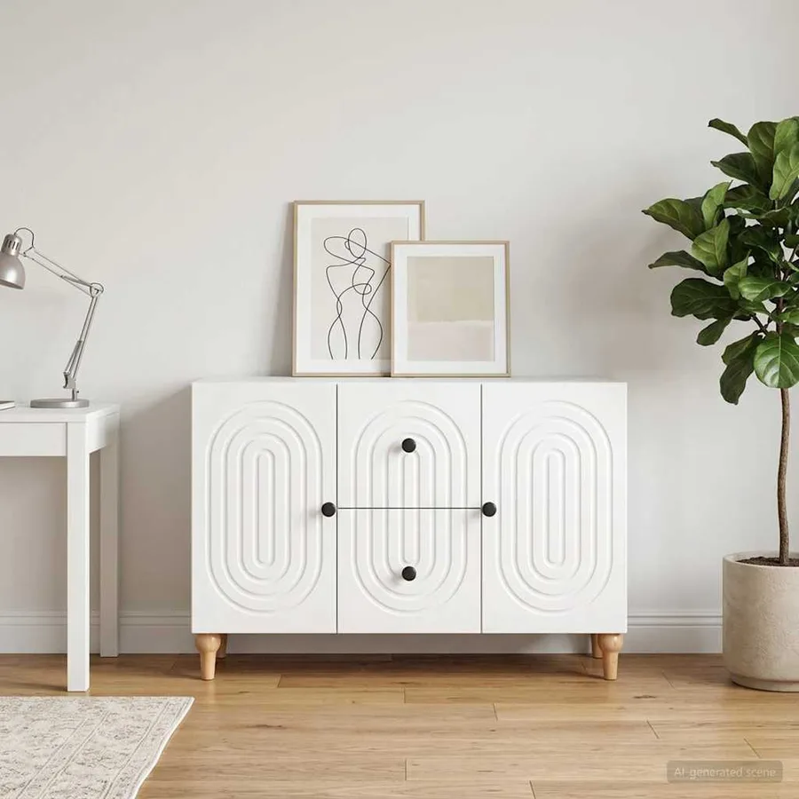 Meuble TV Blanc brillant 89 x 34,5 x 60 cm Bois d'ingénierie - 4