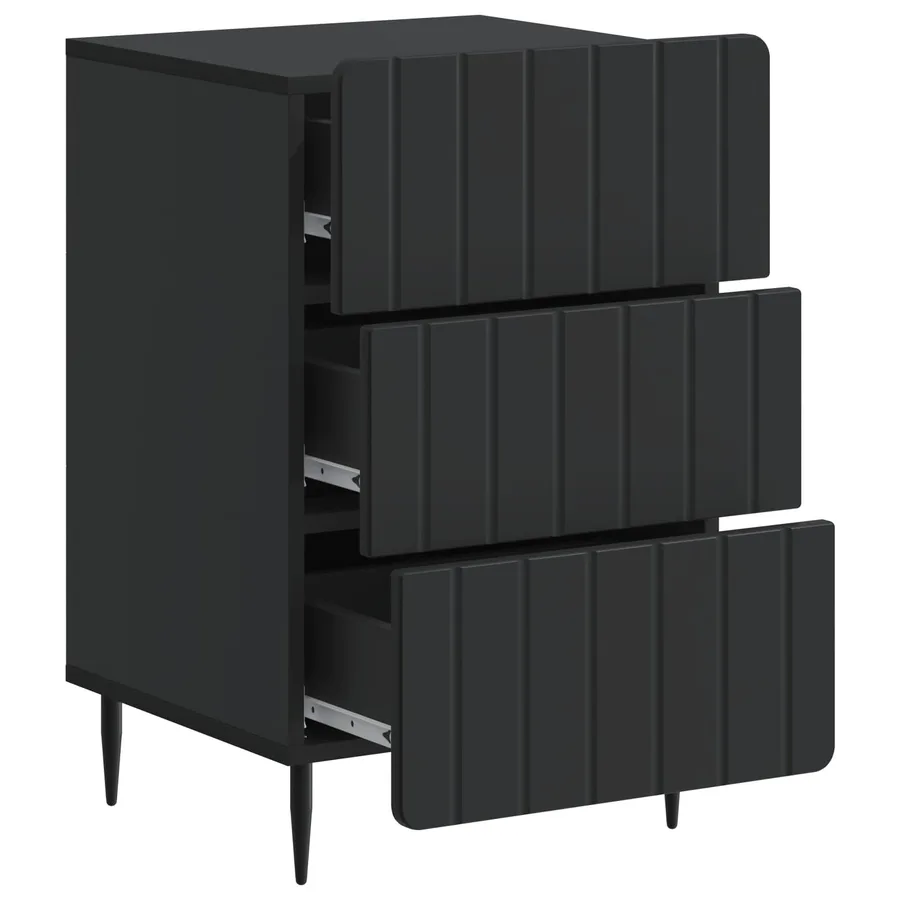 Cabinet de chevet Noir 43 x 41 x 68 cm Bois d'ingénierie - 4