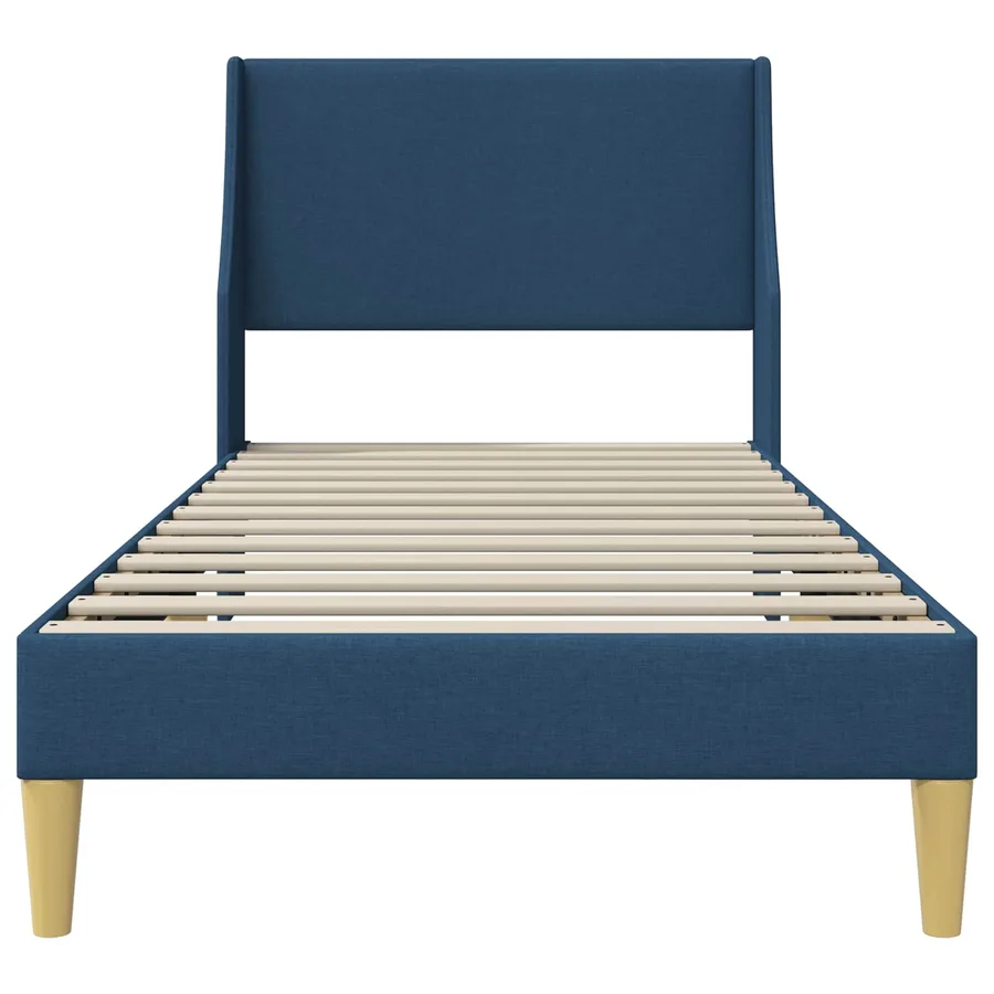 Cadre de lit Uni avec tête de lit Bleu 100 x 200 cm tissu - 4