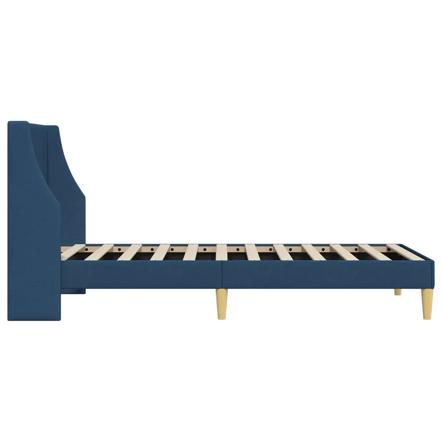 Cadre de lit Uni avec tête de lit Bleu 100 x 200 cm tissu - 5