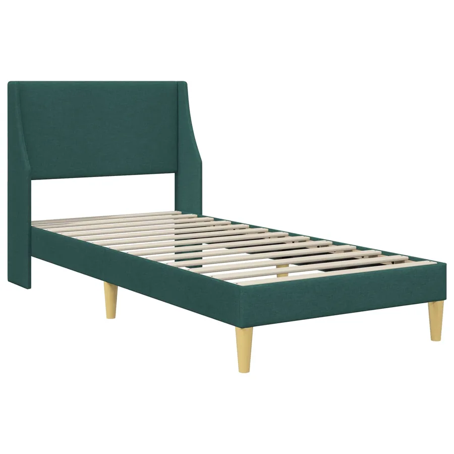 Cadre de lit Uni avec tête de lit Vert foncé 100 x 200 cm tissu - 3