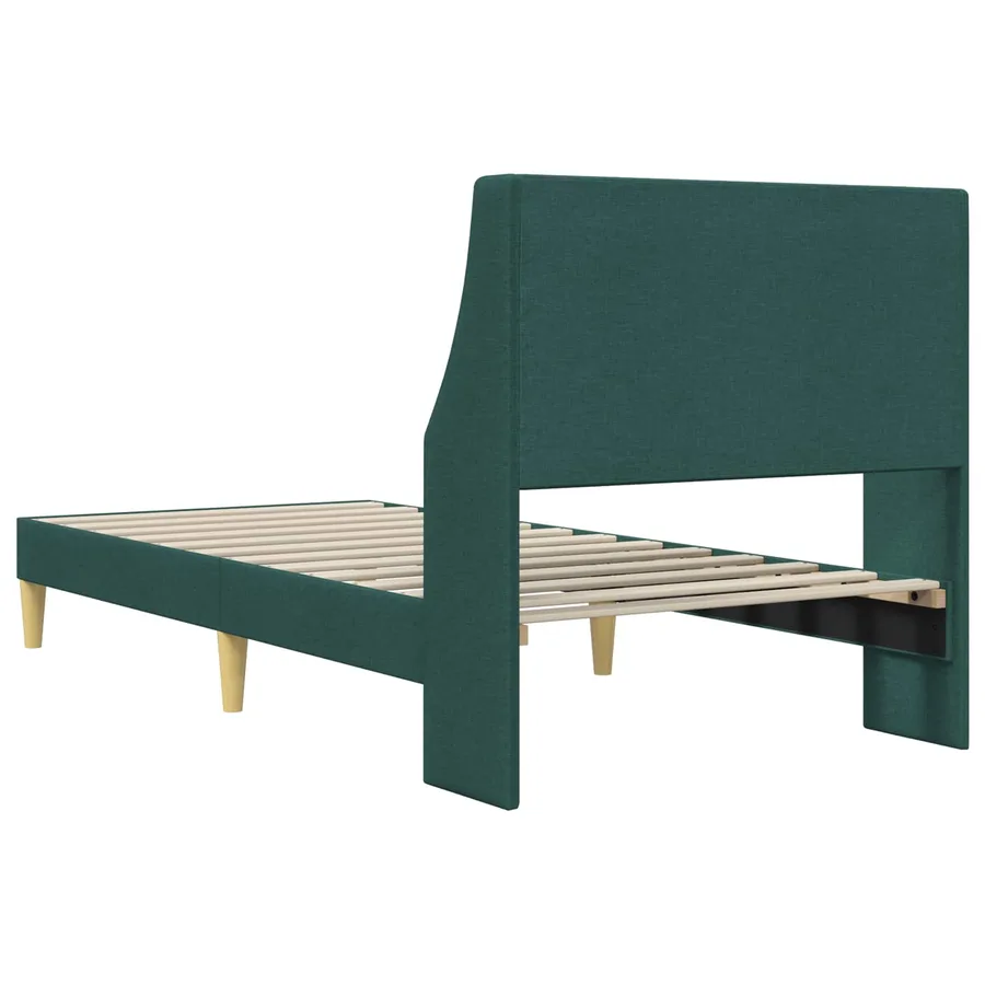 Cadre de lit Uni avec tête de lit Vert foncé 100 x 200 cm tissu - 6