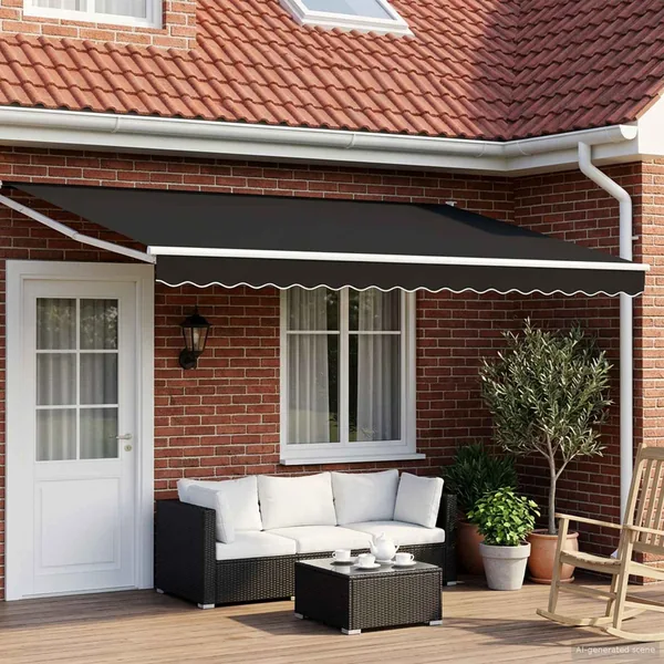 Auvent rétractable électrique Noir et Blanc 4 × 3 m