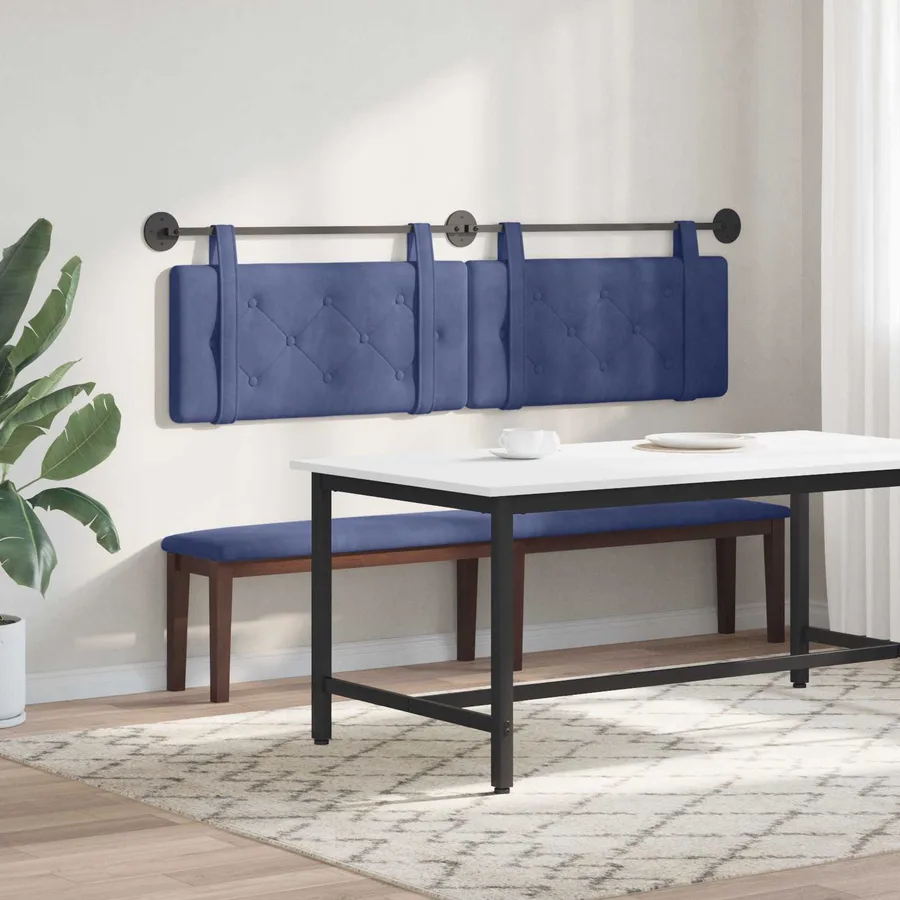 Tête de lit suspendue Bleu police Velours - 4