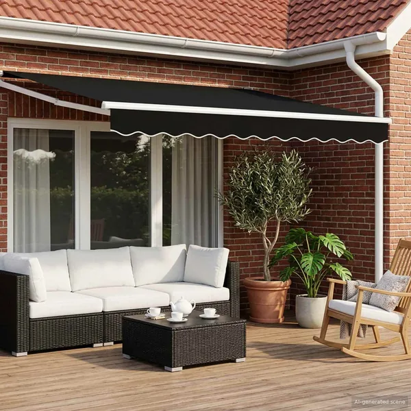 Auvent rétractable électrique Noir et Blanc 3,5 x 2,5 m