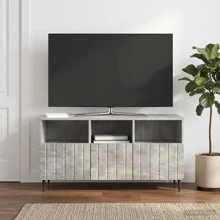 Meuble TV Gris béton 102 x 34,5 x 50 cm Bois d'ingénierie - 4