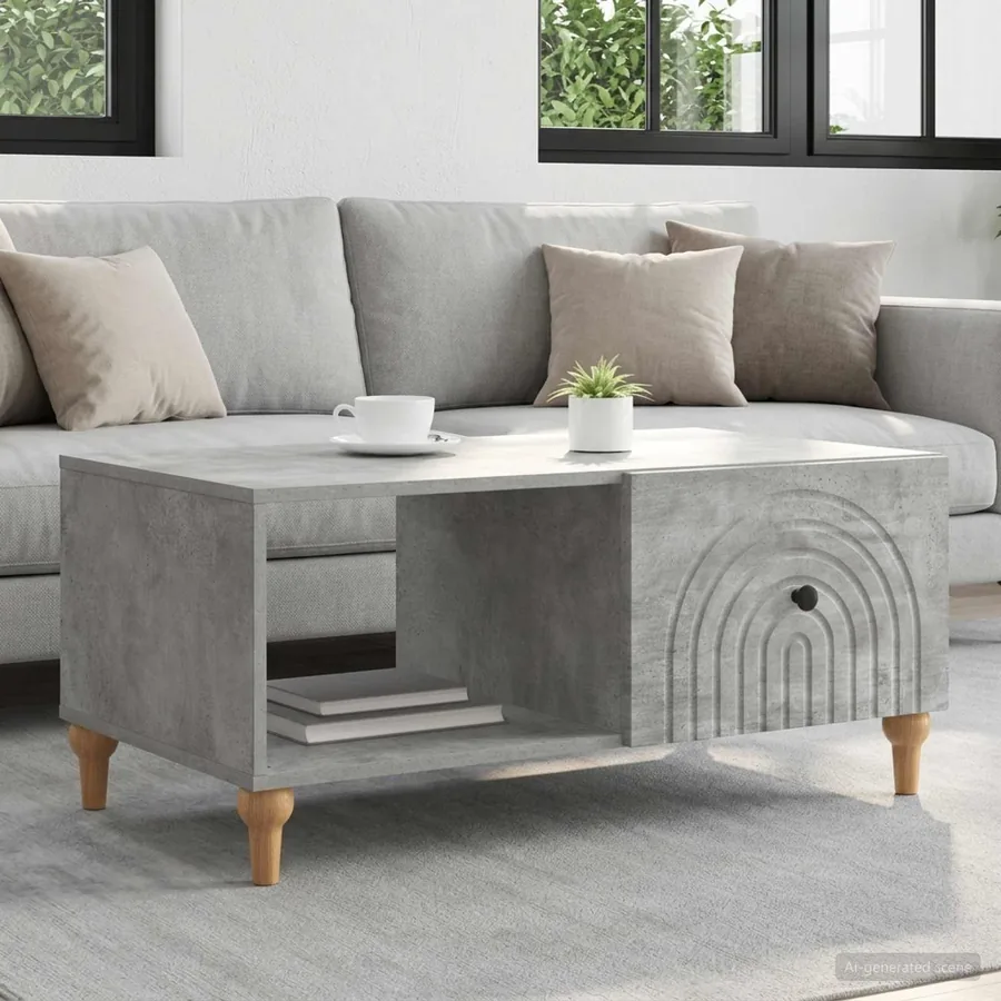 Table basse Gris béton 90 x 50 x 40 cm Bois d'ingénierie
