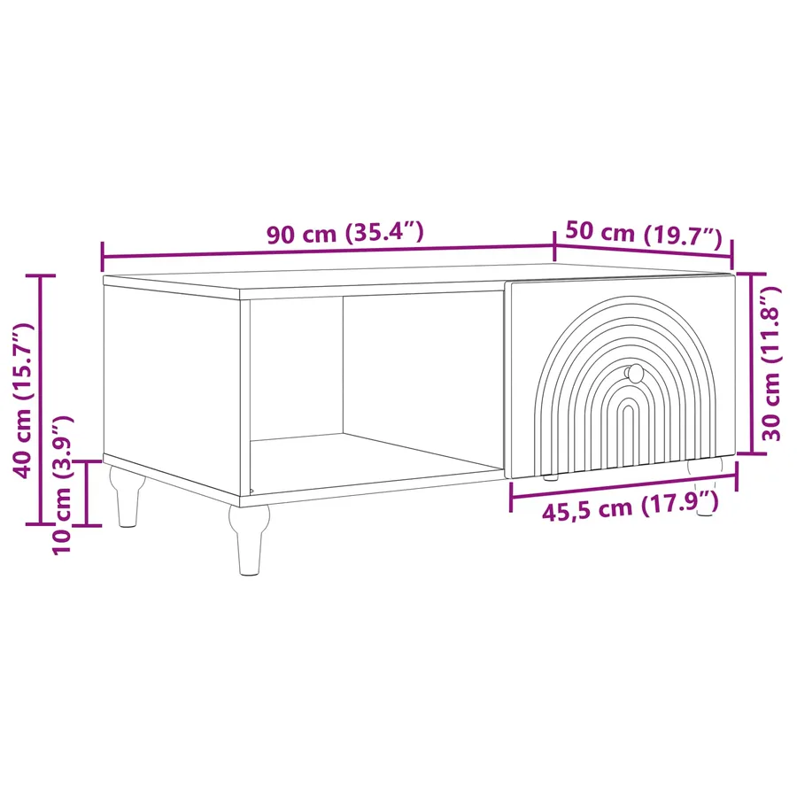 Table basse Gris béton 90 x 50 x 40 cm Bois d'ingénierie - 11