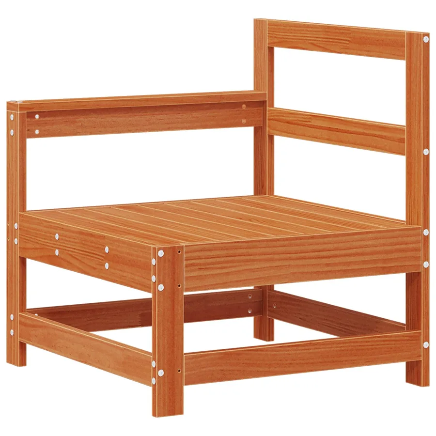 Canapé d'angle de jardin Bois de pin massif Brun cire - 3
