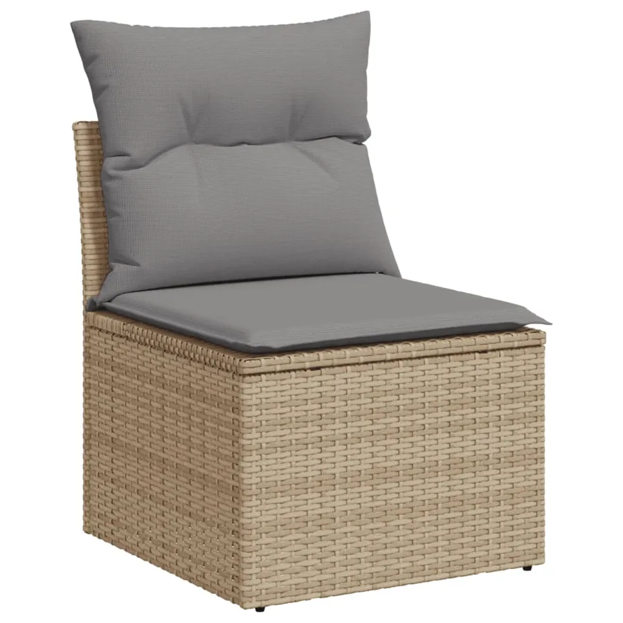 Salon de jardin avec coussins 6 pcs beige résine tressée - 4