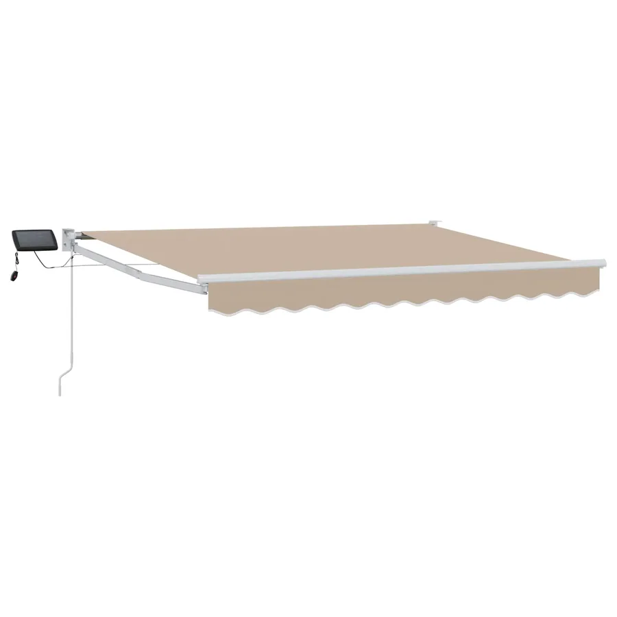 Store rétractable manuel avec LEDs Beige et blanc 3 x 2,5 m - 2