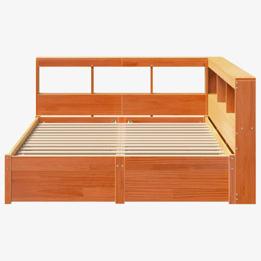 Lit Bibliothèque avec stockage 2 pcs Cire marron 200 x 160 cm - 6
