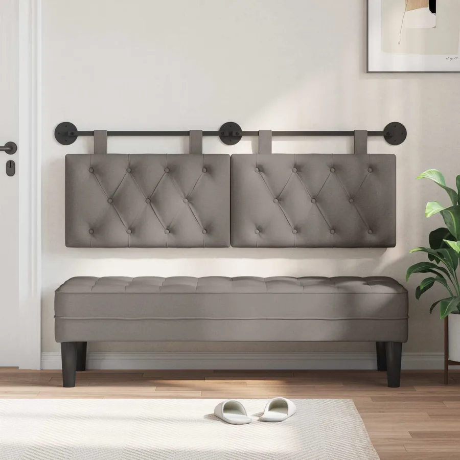 Tête de lit suspendue Taupe Tissu - 3