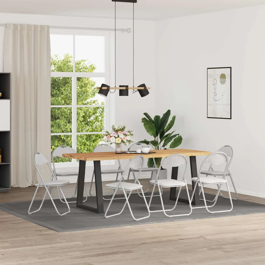 Chaise pliante 8 pcs Blanc et Gris 48 x 43,5 x 81 cm