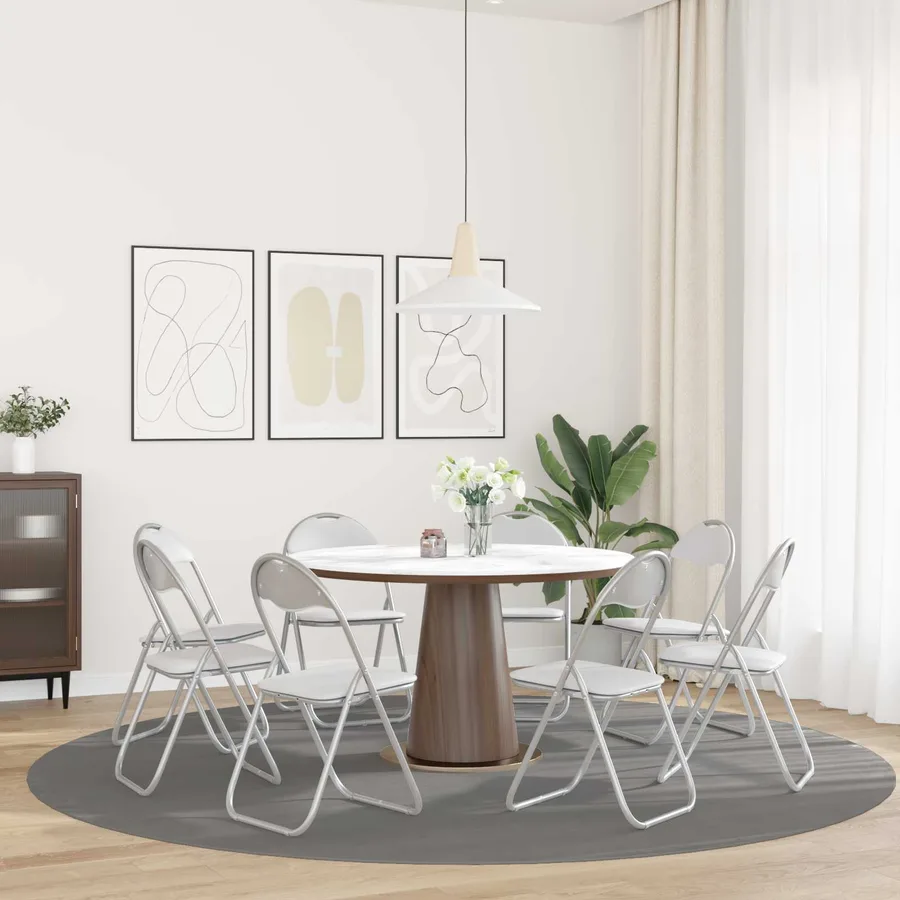 Chaise pliante 8 pcs Blanc et Gris 48 x 43,5 x 81 cm - 4