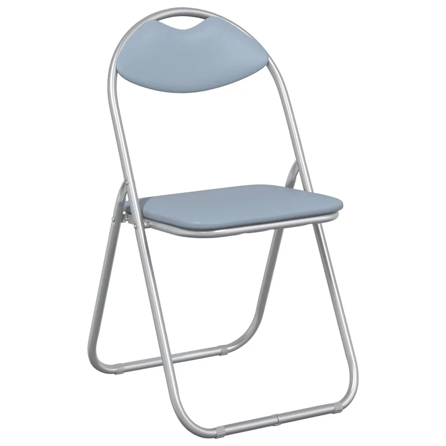 Chaise pliante 8 pcs Gris 48 x 43,5 x 81 cm Simili cuir - 2
