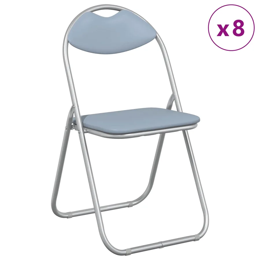 Chaise pliante 8 pcs Gris 48 x 43,5 x 81 cm Simili cuir - 3