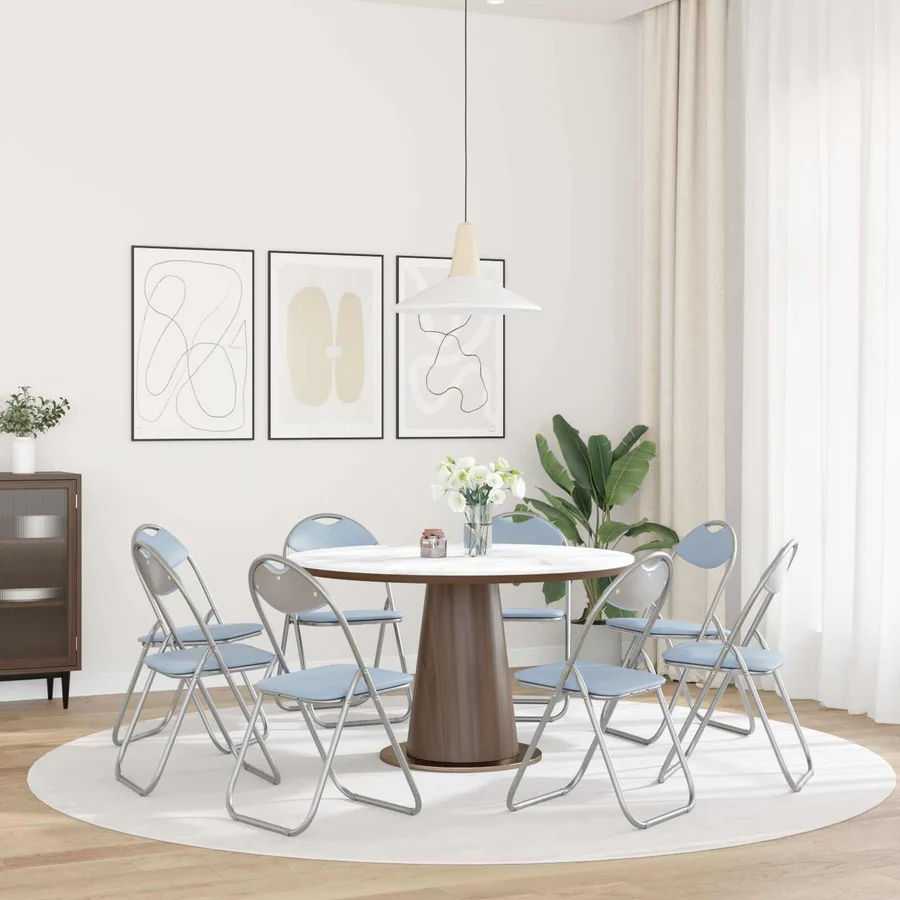 Chaise pliante 8 pcs Gris 48 x 43,5 x 81 cm Simili cuir - 4