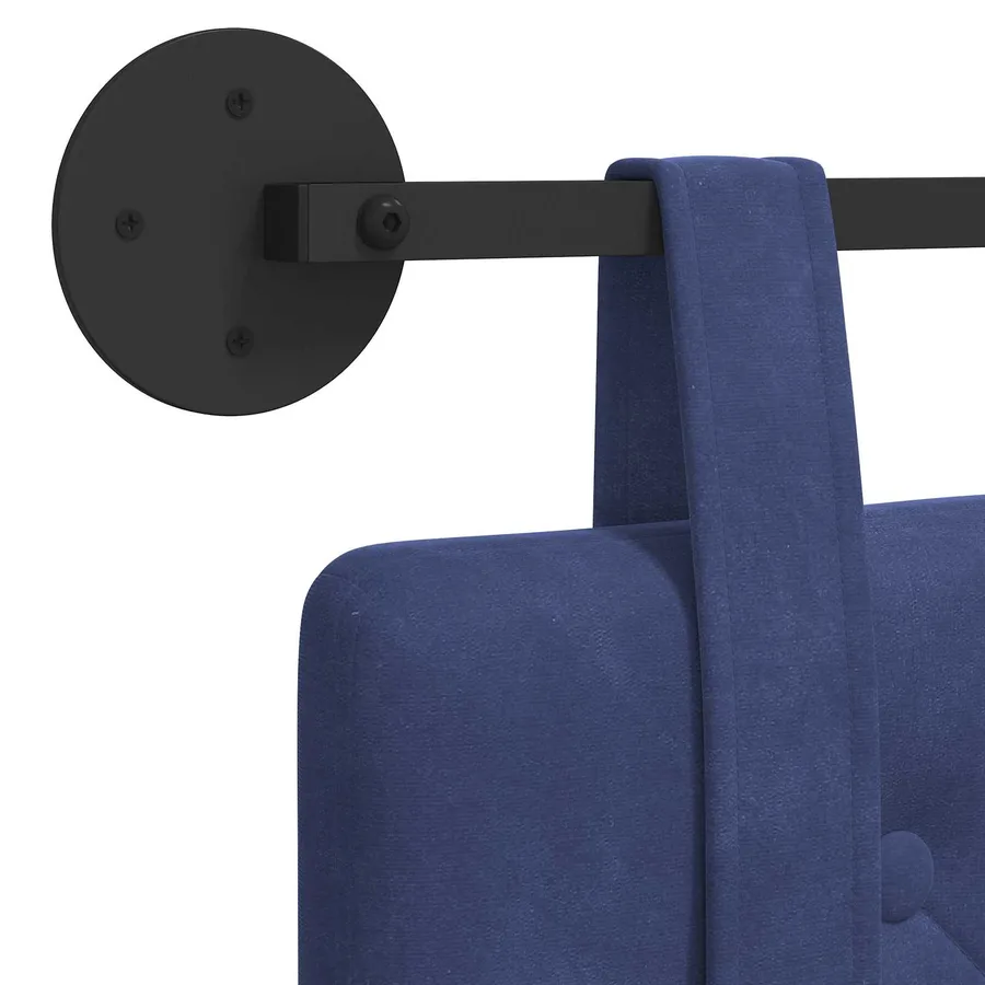 Tête de lit suspendue Bleu police Velours - 9
