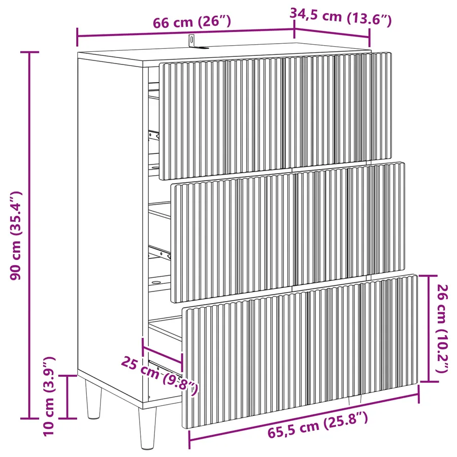 Armoire à tiroirs Blanc brillant 66 x 34,5 x 90 cm - 12