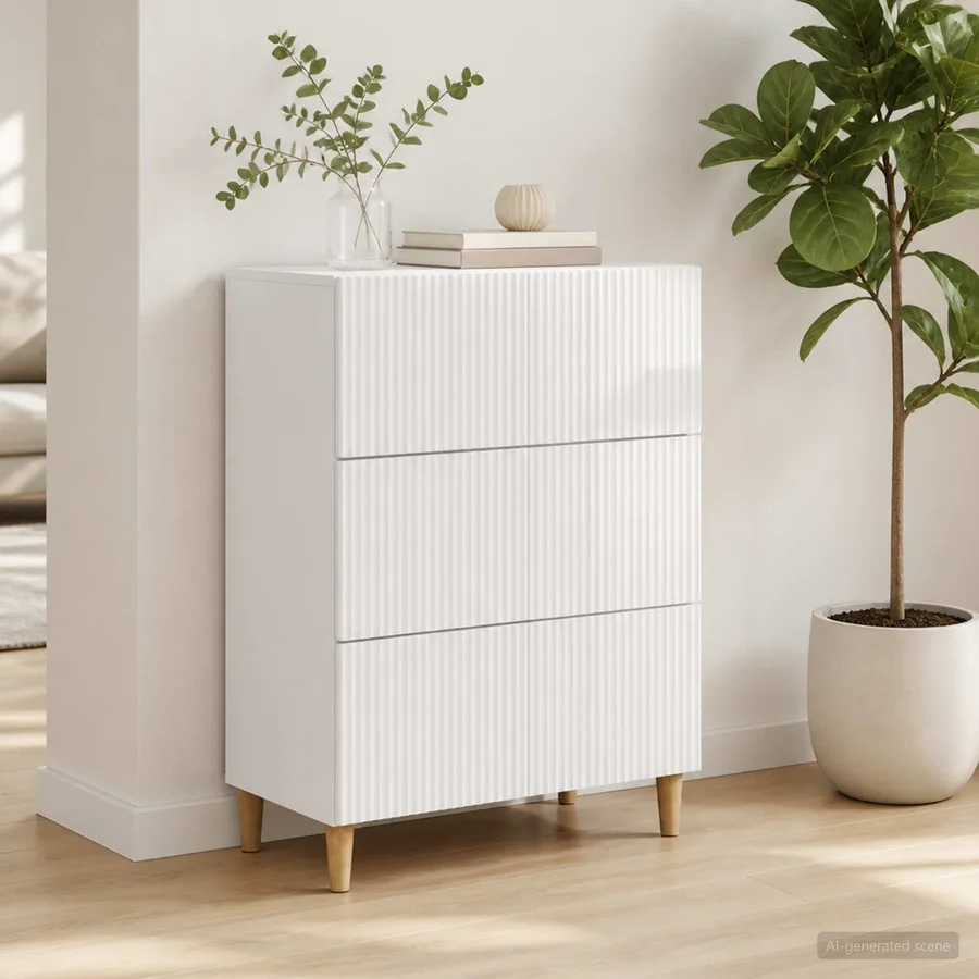 Armoire à tiroirs Blanc brillant 66 x 34,5 x 90 cm - 4