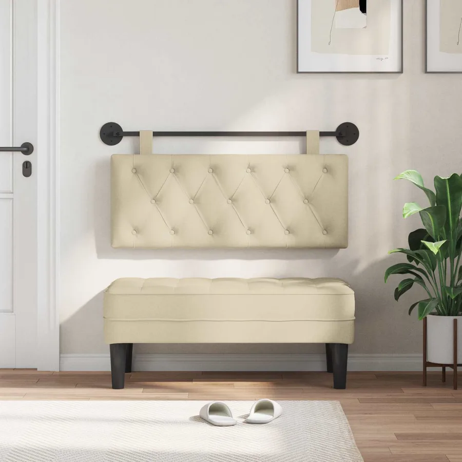 Tête de lit suspendue Crème Tissu - 3