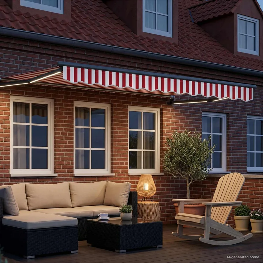 Store rétractable manuel avec LEDs 3,5 x 2,5 m - 3