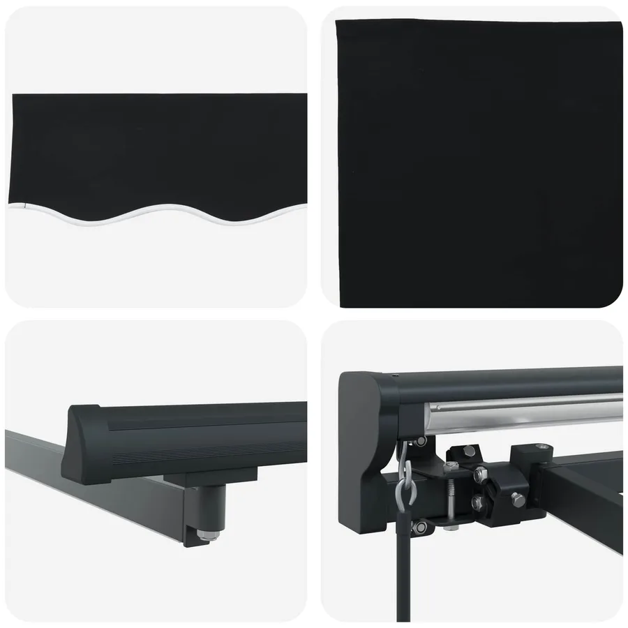 Cadre de store manuel avec LEDs Noir et anthracite 4 × 3 m - 9