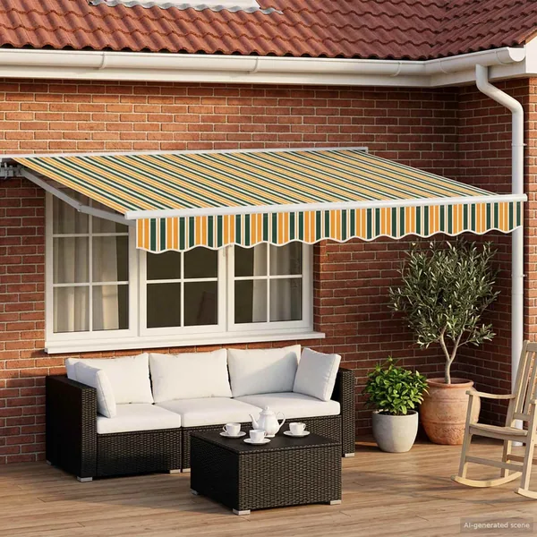 Auvent rétractable électrique Vert, Jaune, Blanc 3 x 2,5 m