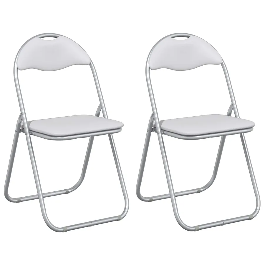 Chaise pliante 2 pcs Blanc et Gris 48 x 43,5 x 81 cm - 2