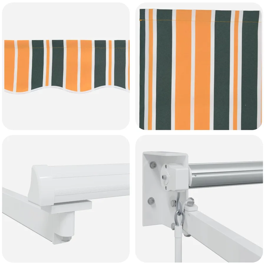 Store rétractable manuel avec LEDs Vert, Jaune, Blanc 4 × 3 m - 9