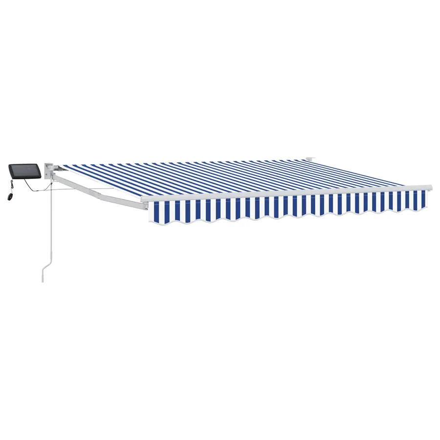 Store rétractable manuel avec LEDs Bleu et Blanc 3,5 x 2,5 m - 2