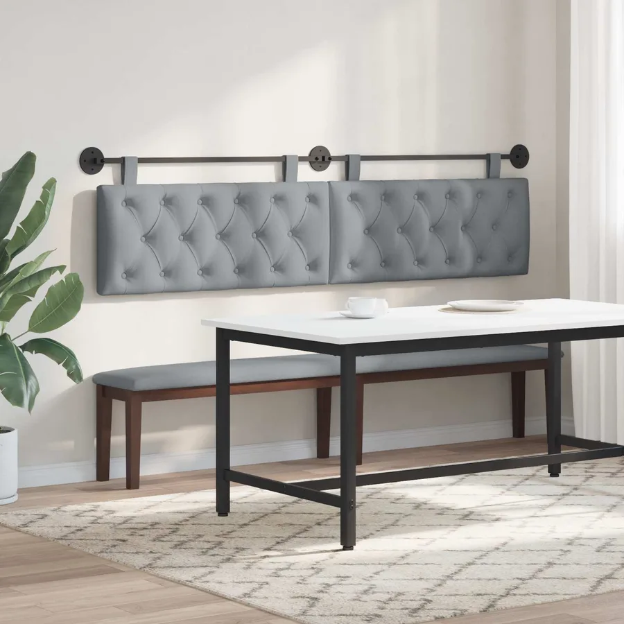 Tête de lit suspendue Gris clair Tissu - 4