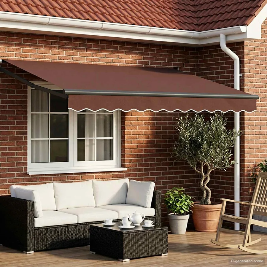 Auvent rétractable Marron 2,5 x 2 m Polyester et métal