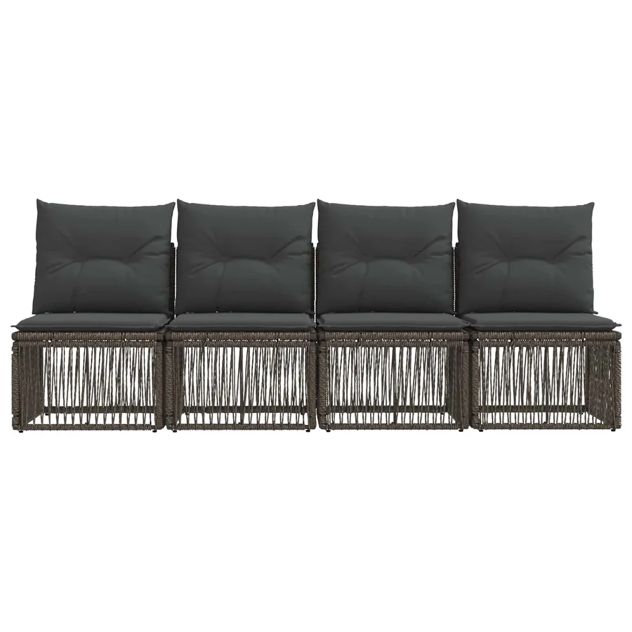 Canapé 4 places 4 pcs 4-Nombre de places Gris polyrotin - 4