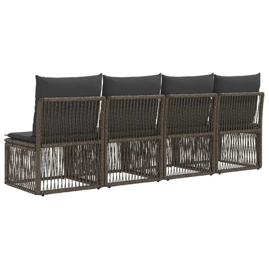 Canapé 4 places 4 pcs 4-Nombre de places Gris polyrotin - 6