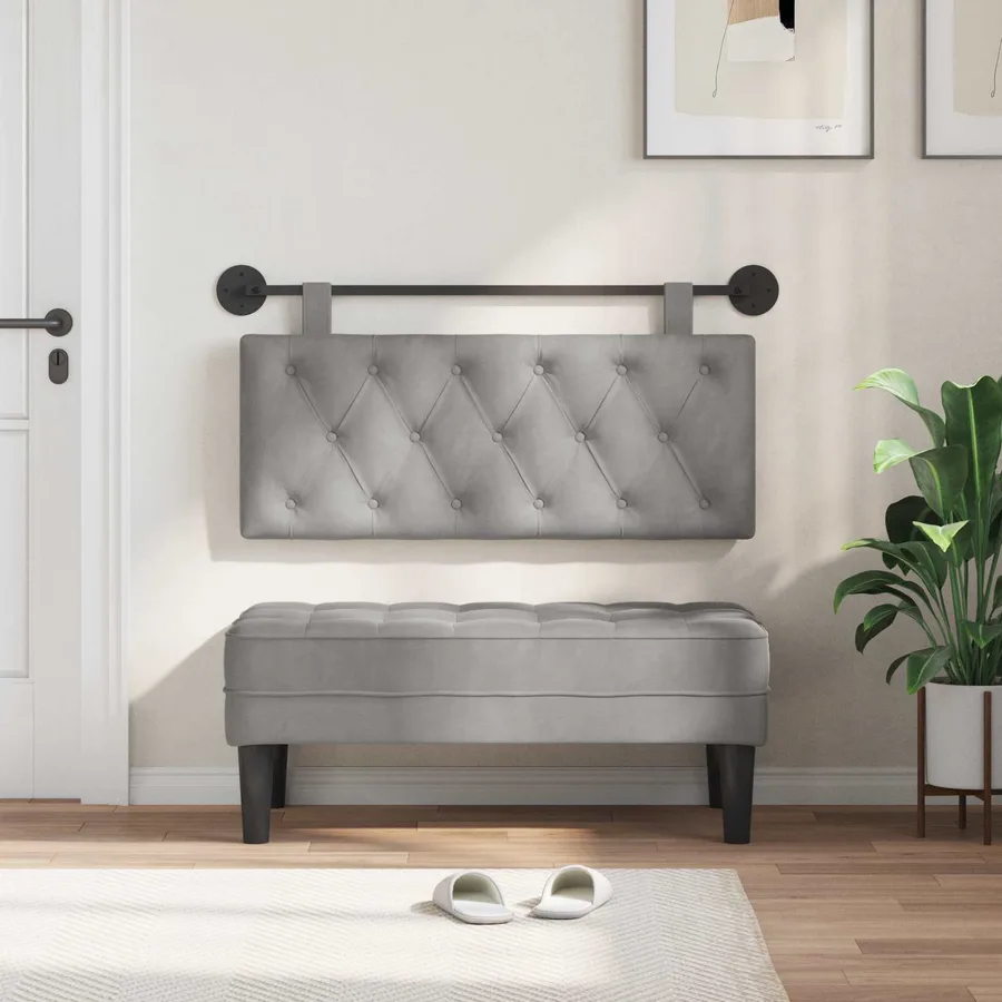 Tête de lit suspendue Avec lumière LED Gris clair Velours - 3