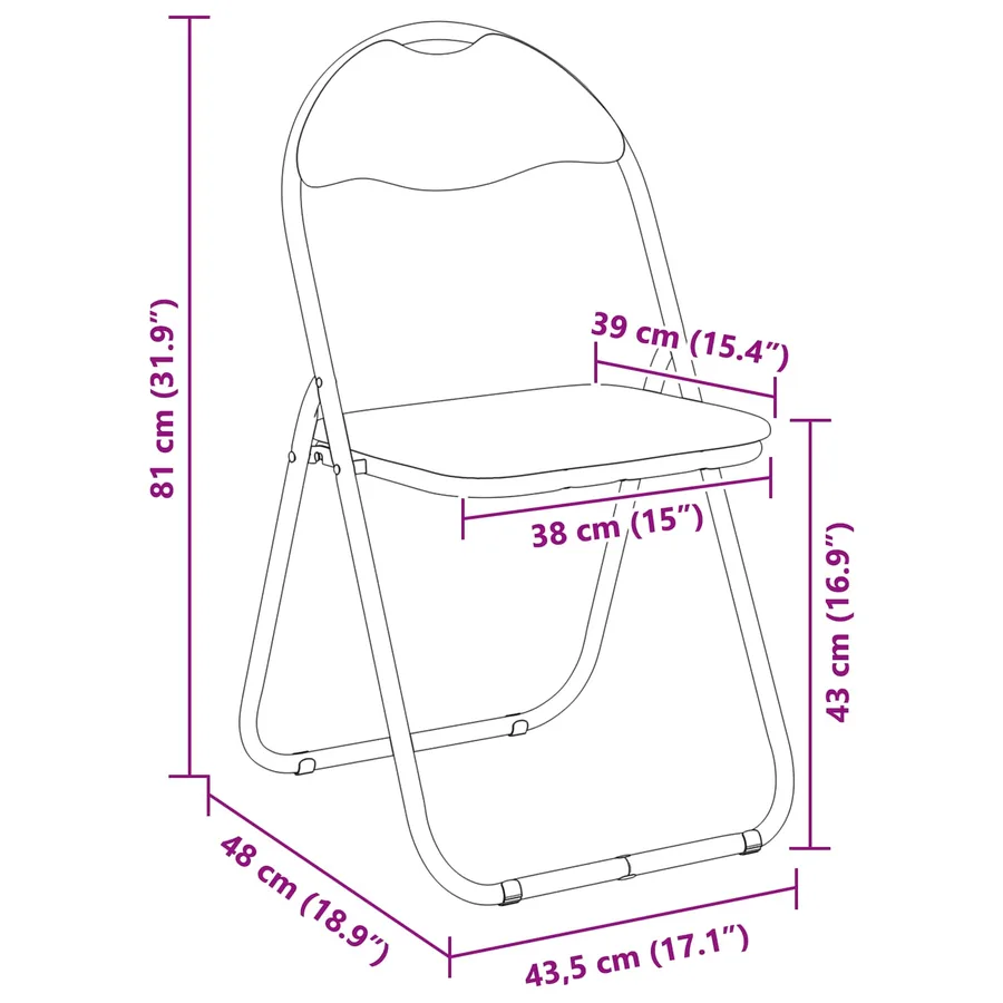 Chaise pliante 2 pcs Gris 48 x 43,5 x 81 cm Simili cuir - 13