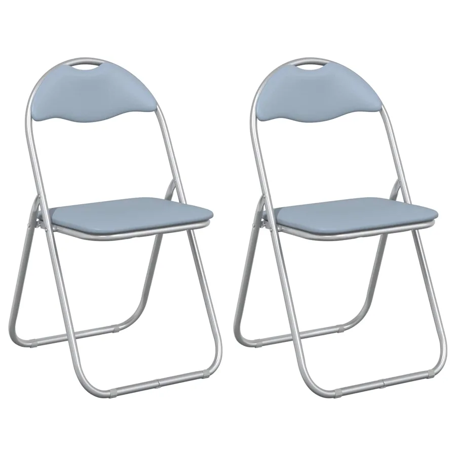 Chaise pliante 2 pcs Gris 48 x 43,5 x 81 cm Simili cuir - 2