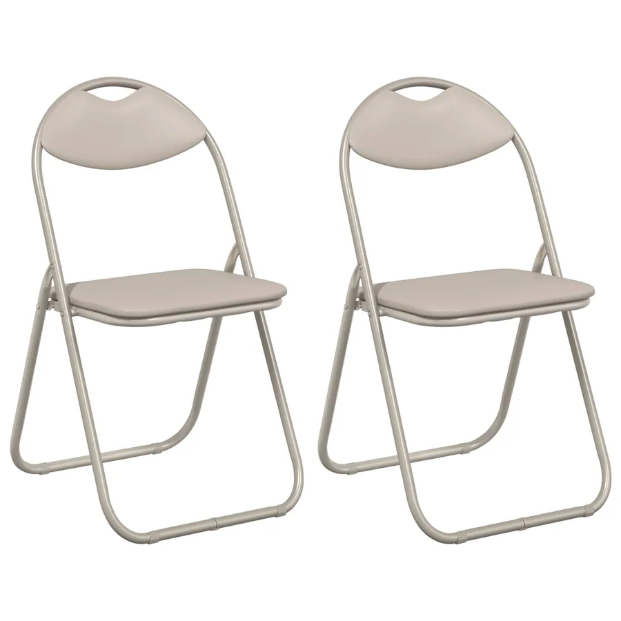 Chaise pliante 2 pcs Sable 48 x 43,5 x 81 cm Simili cuir - 2