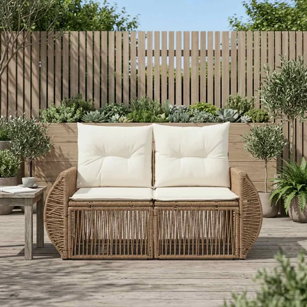 Canapé de jardin 2-Nombre de places Beige polyrotin