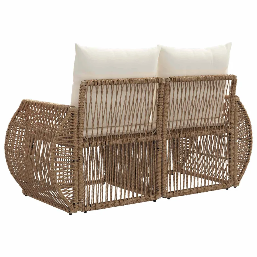 Canapé de jardin 2-Nombre de places Beige polyrotin - 6