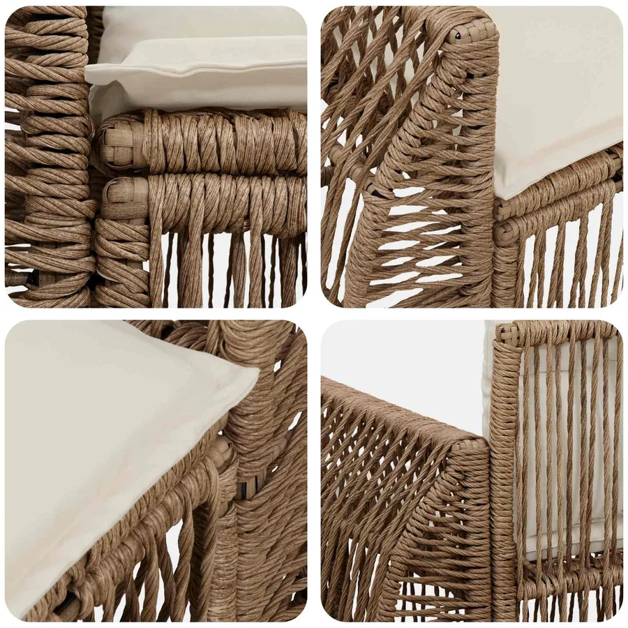 Canapé de jardin 2-Nombre de places Beige polyrotin - 7