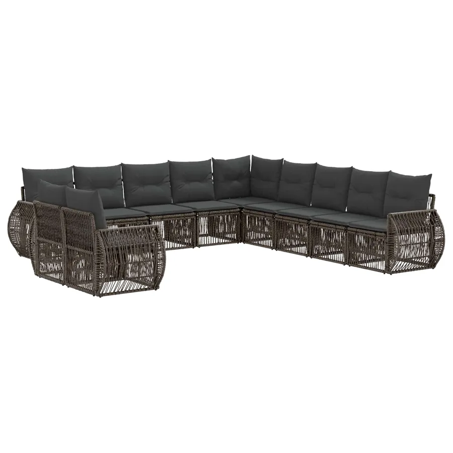 Ensemble de canapé de jardin 11 pcs Gris et Gris foncé - 2