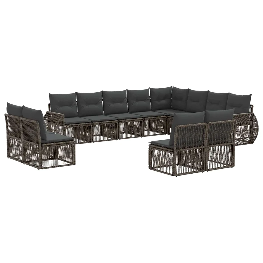 Ensemble de canapé de jardin 12 pcs Gris et Gris foncé - 2