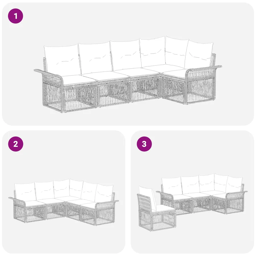 Ensemble de canapé de jardin 5 pcs Beige polyrotin - 7